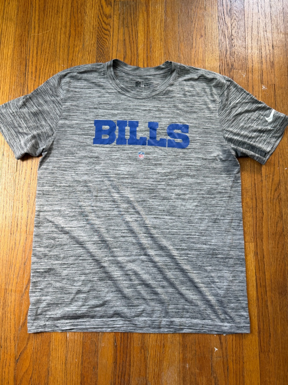 Nike Gray 'BILLS' Short-Sleeve Team Tee with Blue Logo